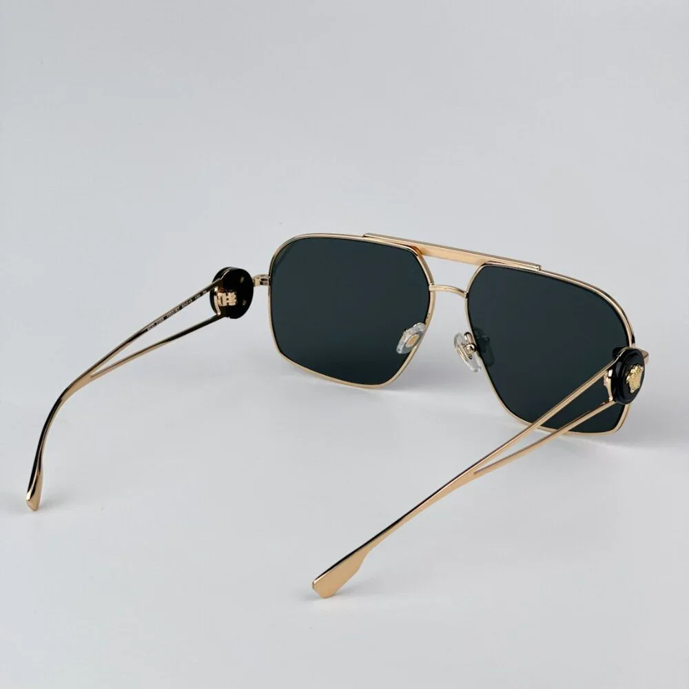 Versace VE2269 100287 BRAND NEW Sunglasses Gold Dark Grey Pilot Unisex